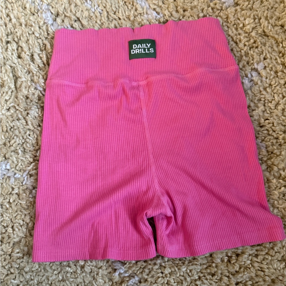 Daily Drills Ribbed Shortie Shorts in Pink - Picture 2 of 4